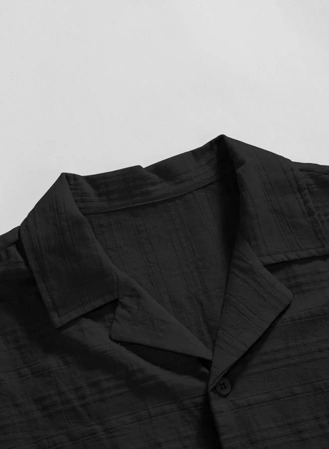 Styli Styli Texture Short Sleeve Buttoned Shirt