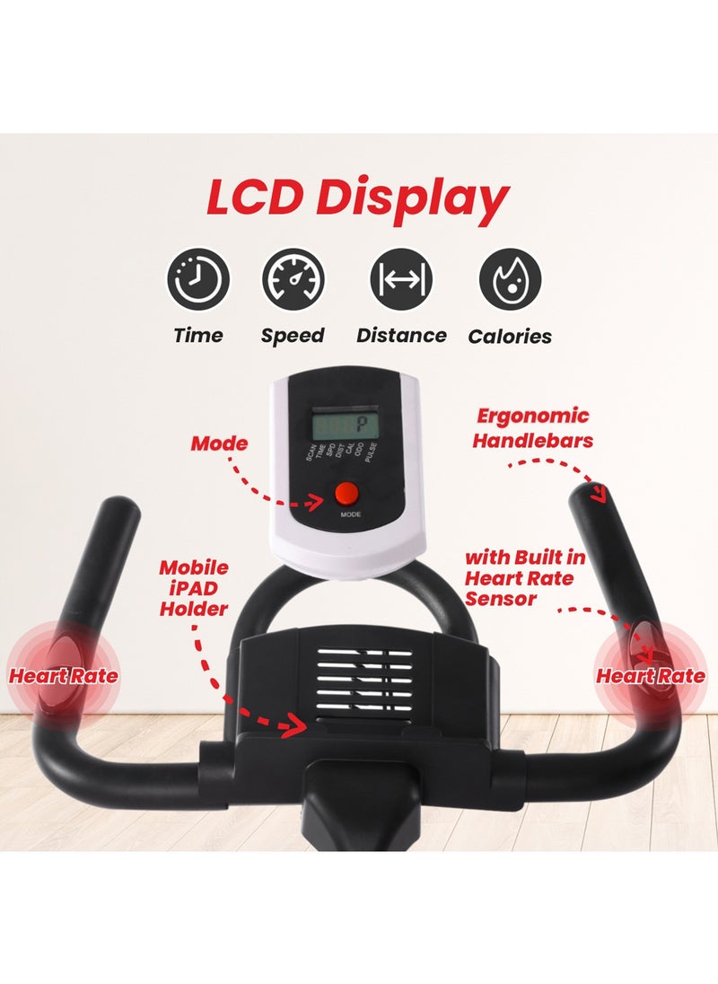 Sparnod Fitness - Sparnod Fitness SSB-11 Spin Bike with 13 kg Heavy-duty Flywheel, LED Display, Pulse Sensor, Silent Belt Drive System, Adjustable Resistance, 4way Adjustable Cushioned Seat, 2way Adjustable Handlebars. - Image 1