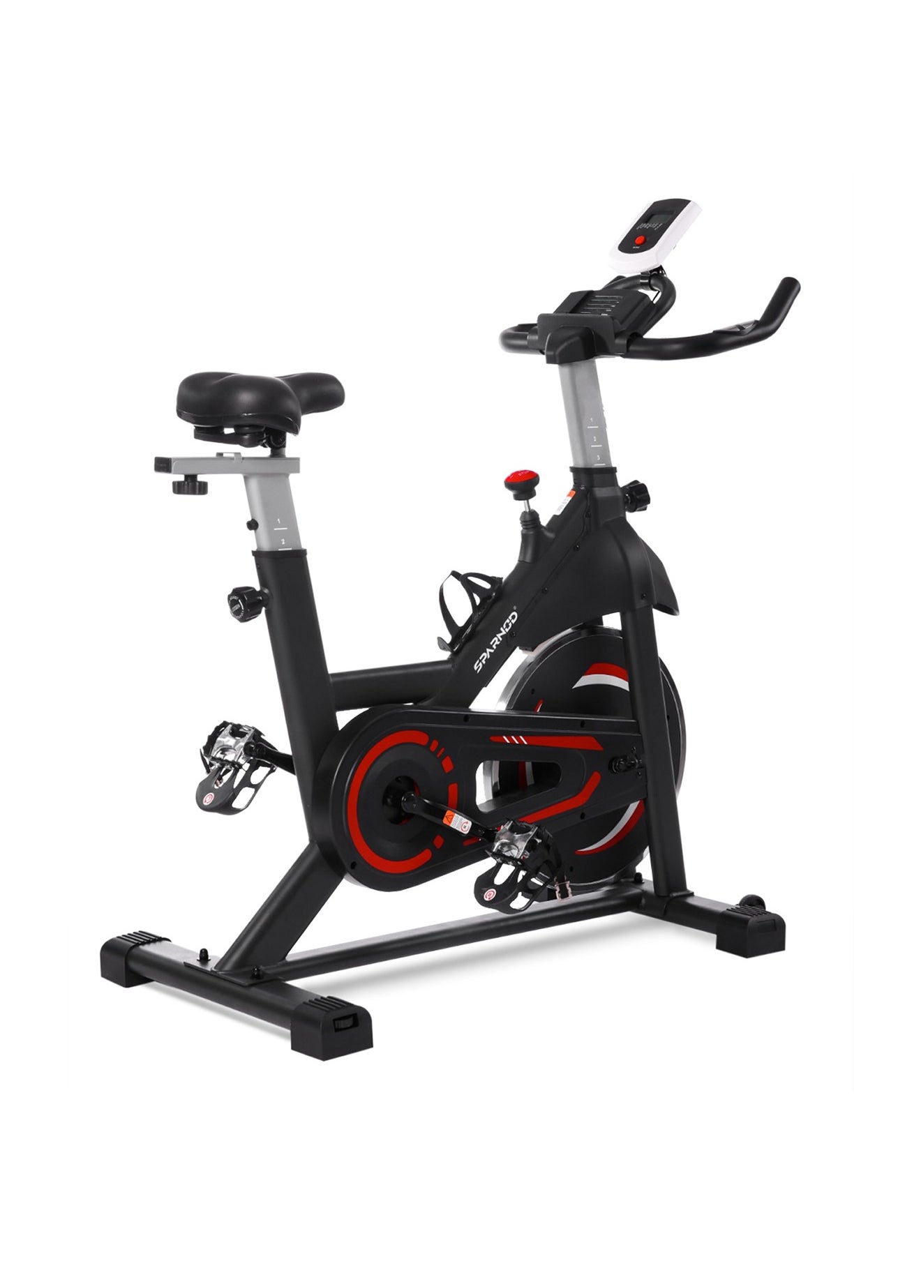 Sparnod Fitness Sparnod Fitness SSB-11 Spin Bike with 13 kg Heavy-duty Flywheel, LED Display, Pulse Sensor, Silent Belt Drive System, Adjustable Resistance, 4way Adjustable Cushioned Seat, 2way Adjustable Handlebars. 