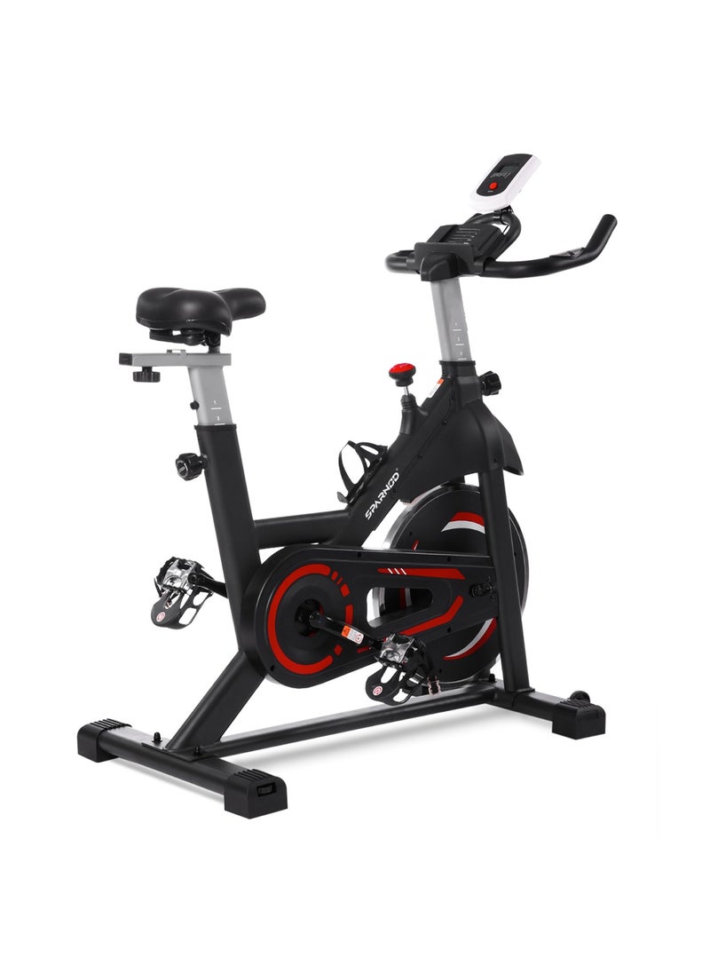 Sparnod Fitness - Sparnod Fitness SSB-11 Spin Bike with 13 kg Heavy-duty Flywheel, LED Display, Pulse Sensor, Silent Belt Drive System, Adjustable Resistance, 4way Adjustable Cushioned Seat, 2way Adjustable Handlebars. - Image 1