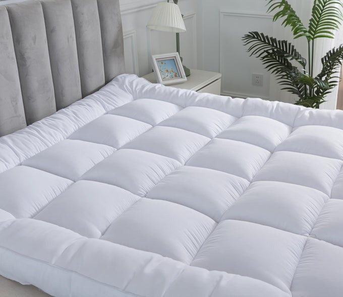 HOTEL QUALITY BOX STITCHED MICROFIBRE MATTRESS TOPPER 5CM SUPER SOFT HEAVY FILL ORTHOPAEDIC ANTI ALLERGY QUILTED MATTRESS TOPPER KING 150CM X 200CMX5CM