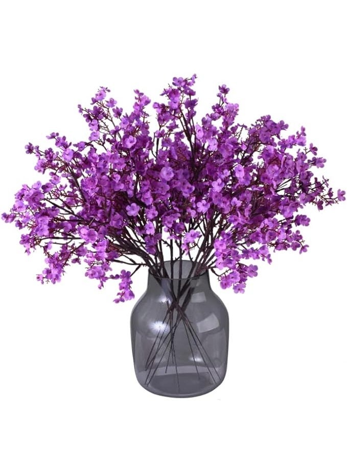 DUNISO 6 باقات من الجيبسوفيلا الاصطناعية، زهور اصطناعية داخلية وخارجية، مناسبة للمكتب المنزلي، غرفة النوم، المطبخ، طاولة الطعام، زينة حفلات الزفاف، الهالوين، عيد الميلاد (بنفسجي) (بدون مزهرية) - Image 1