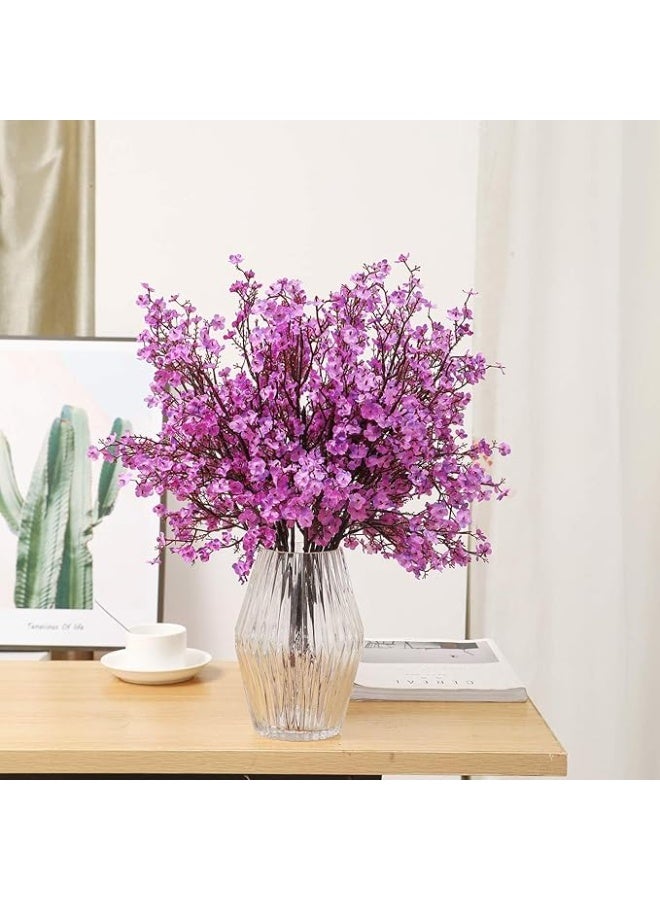 DUNISO 6 باقات من الجيبسوفيلا الاصطناعية، زهور اصطناعية داخلية وخارجية، مناسبة للمكتب المنزلي، غرفة النوم، المطبخ، طاولة الطعام، زينة حفلات الزفاف، الهالوين، عيد الميلاد (بنفسجي) (بدون مزهرية) - Image 4