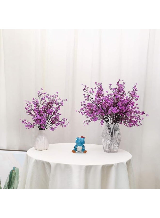 DUNISO 6 باقات من الجيبسوفيلا الاصطناعية، زهور اصطناعية داخلية وخارجية، مناسبة للمكتب المنزلي، غرفة النوم، المطبخ، طاولة الطعام، زينة حفلات الزفاف، الهالوين، عيد الميلاد (بنفسجي) (بدون مزهرية) - Image 3