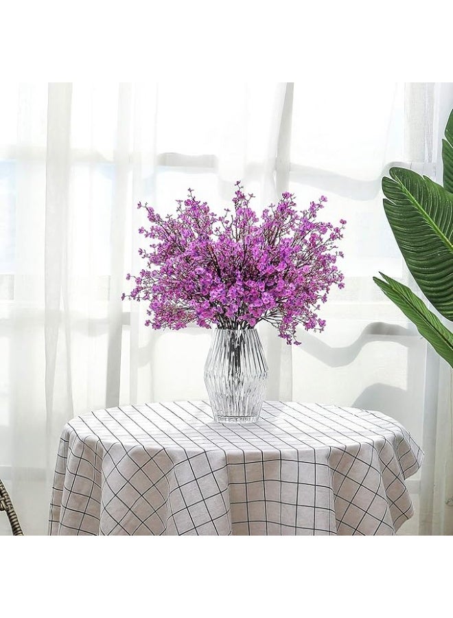 DUNISO 6 باقات من الجيبسوفيلا الاصطناعية، زهور اصطناعية داخلية وخارجية، مناسبة للمكتب المنزلي، غرفة النوم، المطبخ، طاولة الطعام، زينة حفلات الزفاف، الهالوين، عيد الميلاد (بنفسجي) (بدون مزهرية) - Image 2