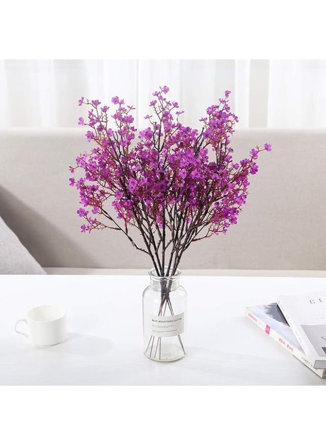 DUNISO 6 باقات من الجيبسوفيلا الاصطناعية، زهور اصطناعية داخلية وخارجية، مناسبة للمكتب المنزلي، غرفة النوم، المطبخ، طاولة الطعام، زينة حفلات الزفاف، الهالوين، عيد الميلاد (بنفسجي) (بدون مزهرية) - Image 5