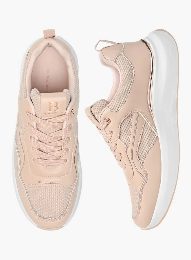 Flora Bella By Shoexpress Flora Bella Panelled Ankle Sneakers With Lace-Up Closure