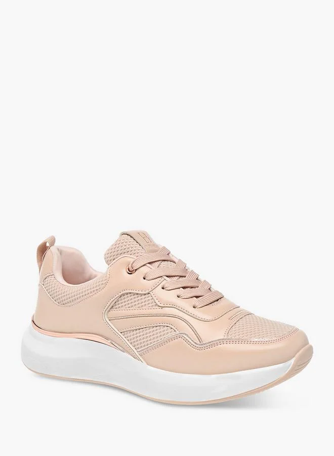 Flora Bella By Shoexpress Flora Bella Panelled Ankle Sneakers With Lace-Up Closure