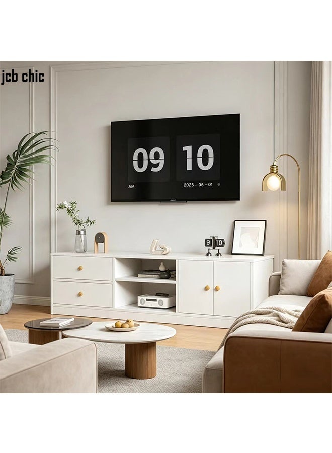 JCB CHIC White TV Stand with Storage Drawers & Cabinets, Modern Wooden TV Console Table,Multifunctional TV Cabinet ,Entertainment Wall TV Unit,Small Apartment Living Room Bedroom Use - Image 1