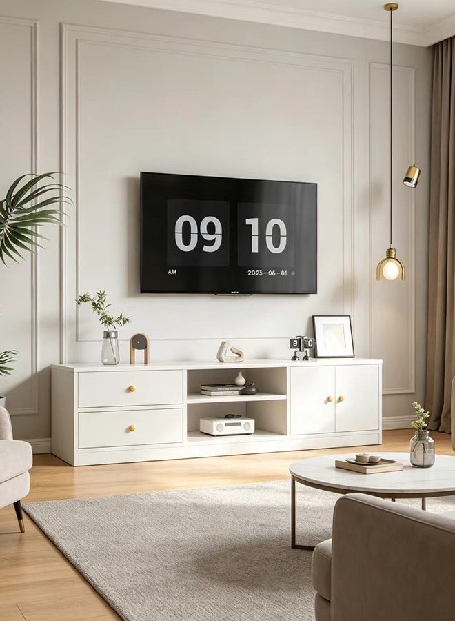 JCB CHIC White TV Stand with Storage Drawers & Cabinets, Modern Wooden TV Console Table,Multifunctional TV Cabinet ,Entertainment Wall TV Unit,Small Apartment Living Room Bedroom Use - Image 4