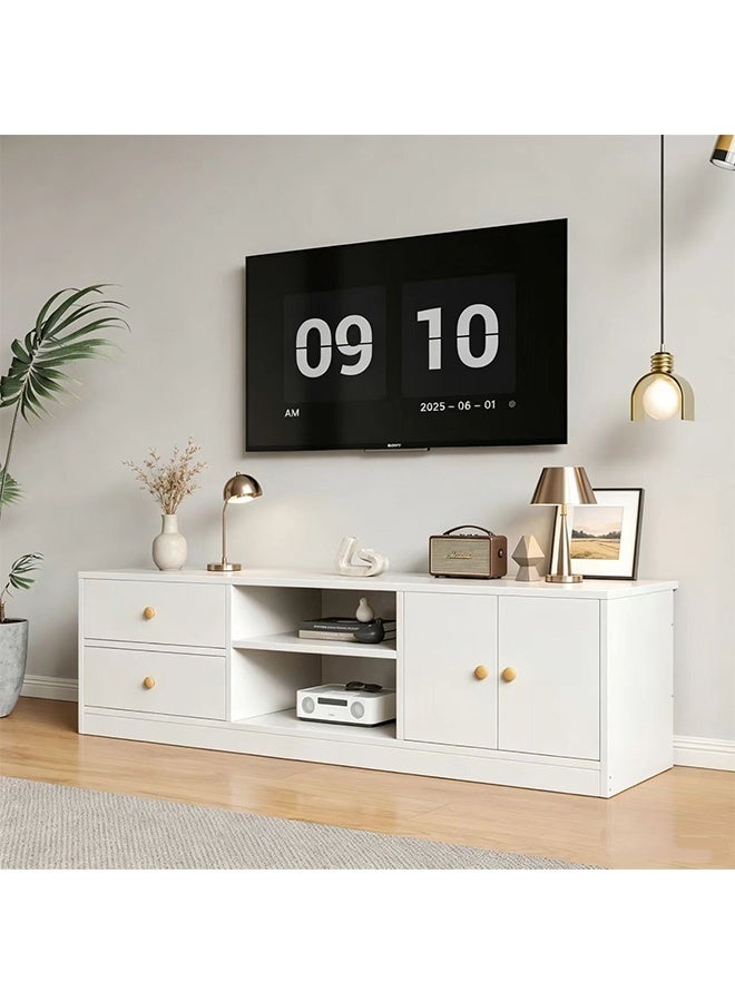 JCB CHIC White TV Stand with Storage Drawers & Cabinets, Modern Wooden TV Console Table,Multifunctional TV Cabinet ,Entertainment Wall TV Unit,Small Apartment Living Room Bedroom Use - Image 2