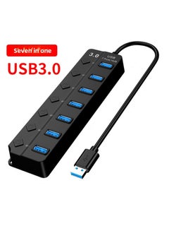 ماركة غير محددة موزع USB 3.0 بسبعة منافذ، موزع من واحد إلى سبعة منافذ، موسع عالي السرعة للكمبيوتر المحمول بأربعة منافذ - عدد الواجهات: مفتاح سبعة منافذ، منفذ واحد 3.0 [طراز مُحسّن]  - Image 1