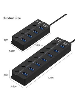 ماركة غير محددة موزع USB 3.0 بسبعة منافذ، موزع من واحد إلى سبعة منافذ، موسع عالي السرعة للكمبيوتر المحمول بأربعة منافذ - عدد الواجهات: مفتاح سبعة منافذ، منفذ واحد 3.0 [طراز مُحسّن]  - Image 3