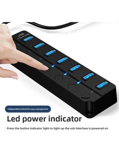 ماركة غير محددة موزع USB 3.0 بسبعة منافذ، موزع من واحد إلى سبعة منافذ، موسع عالي السرعة للكمبيوتر المحمول بأربعة منافذ - عدد الواجهات: مفتاح سبعة منافذ، منفذ واحد 3.0 [طراز مُحسّن]  - Image 4