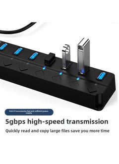 ماركة غير محددة موزع USB 3.0 بسبعة منافذ، موزع من واحد إلى سبعة منافذ، موسع عالي السرعة للكمبيوتر المحمول بأربعة منافذ - عدد الواجهات: مفتاح سبعة منافذ، منفذ واحد 3.0 [طراز مُحسّن]  - Image 5