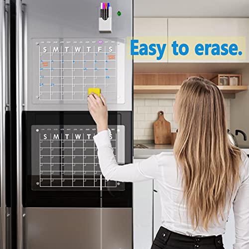 RR RAXMIN Magnetic Acrylic Calendar for Fridge 17"x12" Clear Dry Erase Calendar Board for Refrigerator Includes 4 Dry Erase Markers and Eraser - Image 4