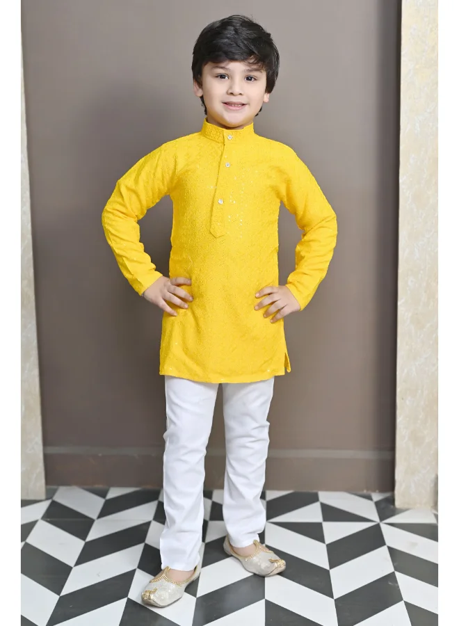 BT DEZINES Yellow Kurta Pyjama Set for Boys
