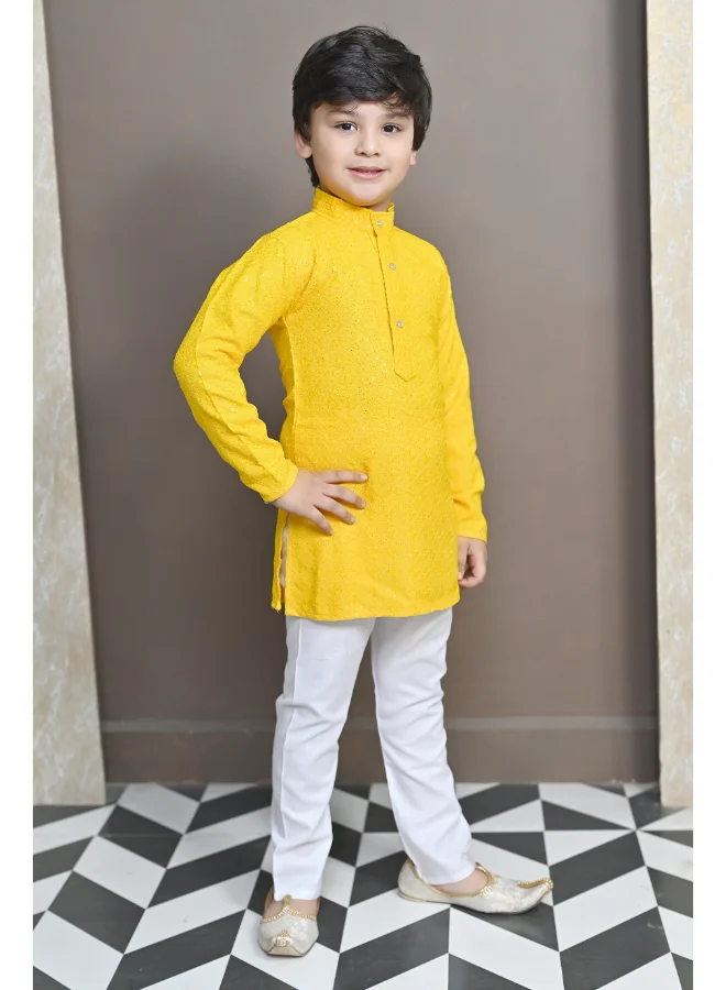 BT DEZINES Yellow Kurta Pyjama Set for Boys