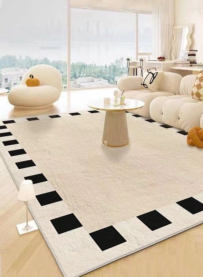 Optico Area Rug, Soft and Imitation Cashmere Large Rugs for Bedroom, Non Slip and Easy to Care Household Carpet, Nordic Style Soft Plush Geometric Rugs, Bedroom Decorative Mat, Hallway Mat Carpet for Living Room Bedroom Dining Room Office - Image 1