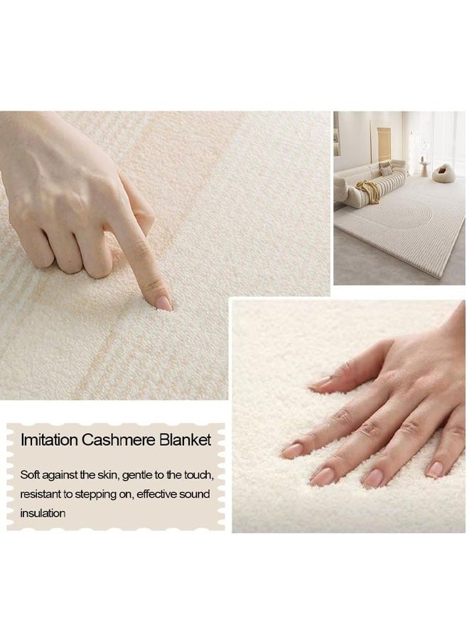 Optico Area Rug, Soft and Imitation Cashmere Large Rugs for Bedroom, Non Slip and Easy to Care Household Carpet, Nordic Style Soft Plush Geometric Rugs, Bedroom Decorative Mat, Hallway Mat Carpet for Living Room Bedroom Dining Room Office - Image 3