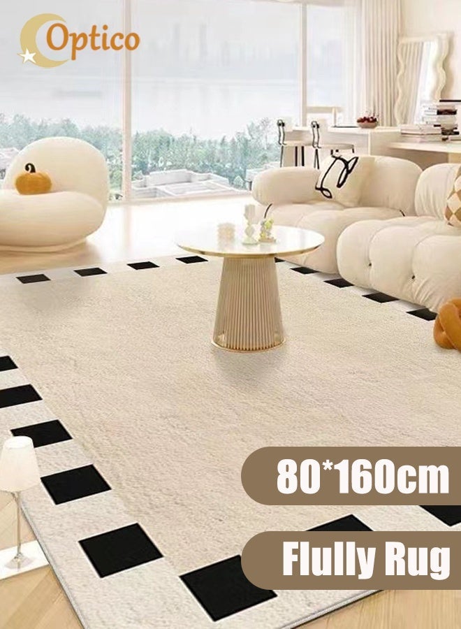 Optico Area Rug, Soft and Imitation Cashmere Rugs for Bedroom, Non Slip and Easy to Care Household Carpet, Nordic Style Soft Plush Geometric Rugs, Bedroom Decorative Mat, Hallway Mat Carpet for Living Room Bedroom Dining Room Office - Image 1