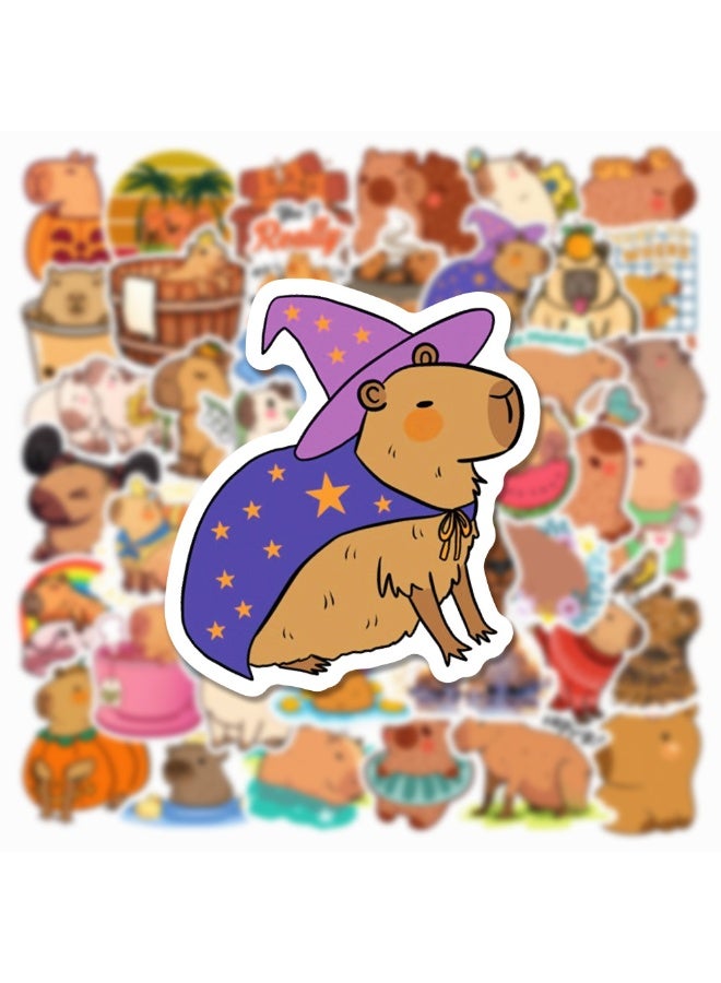 NIBEMINENT 50 Pcs Capybara Deco Kit Waterproof Stickers, High Definition Printing Bright Colors, Suitable for Laptop Skateboard Luggage Water Bottle Guitar DIY - Image 3