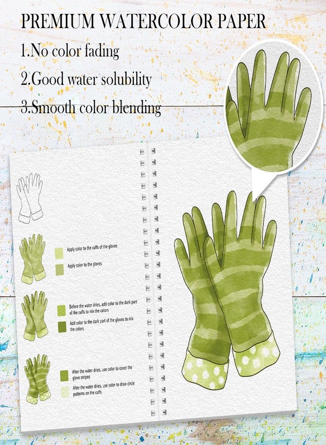 ADEVIAN Watercolor Workbook, Watercolor Workbook Paint Book Beginner Friendly, 12 Different Patterns Stress-Relieving Art Crafts for Creative Exploration Gift for Women Adults Teens (Flower, 1) - Image 3
