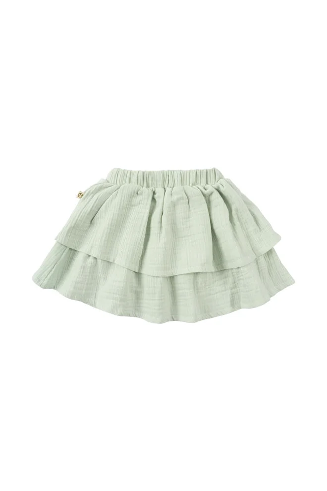 Little Gusto Muslin Layered Skirt - Green