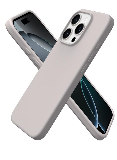Compatible with iPhone 16 Pro max Case 6.3", Slim Liquid Silicone 3 Layers Soft Gel Rubber Shockproof Protective Case with Anti-Scratch Microfiber Lining-Stone Gray
