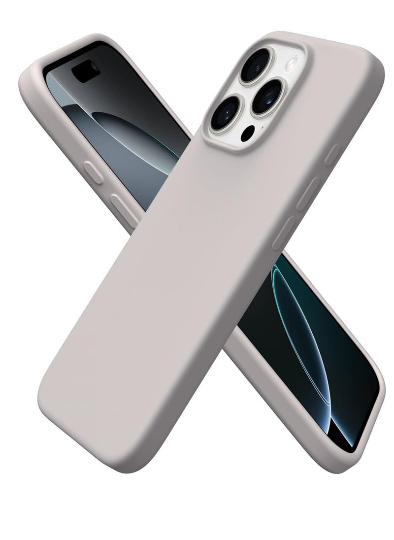 Compatible with iPhone 16 Pro max Case 6.3", Slim Liquid Silicone 3 Layers Soft Gel Rubber Shockproof Protective Case with Anti-Scratch Microfiber Lining-Stone Gray