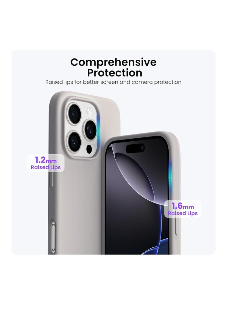Compatible with iPhone 16 Pro max Case 6.3", Slim Liquid Silicone 3 Layers Soft Gel Rubber Shockproof Protective Case with Anti-Scratch Microfiber Lining-Stone Gray