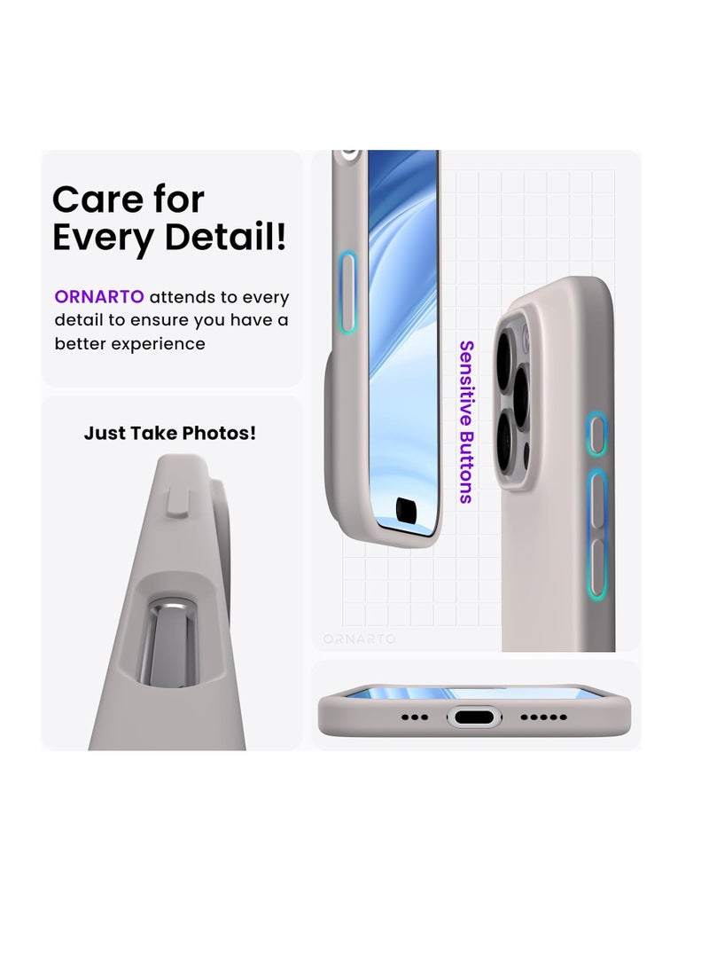 Compatible with iPhone 16 Pro max Case 6.3", Slim Liquid Silicone 3 Layers Soft Gel Rubber Shockproof Protective Case with Anti-Scratch Microfiber Lining-Stone Gray