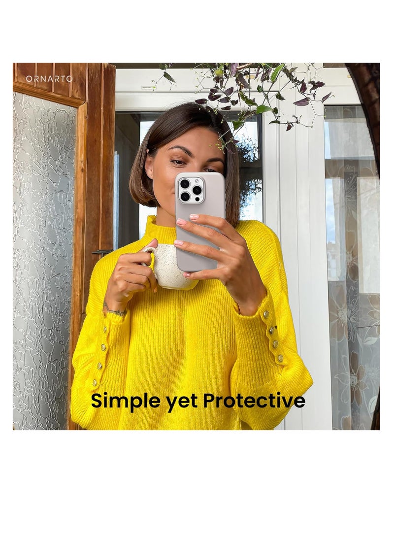 Compatible with iPhone 16 Pro max Case 6.3", Slim Liquid Silicone 3 Layers Soft Gel Rubber Shockproof Protective Case with Anti-Scratch Microfiber Lining-Stone Gray