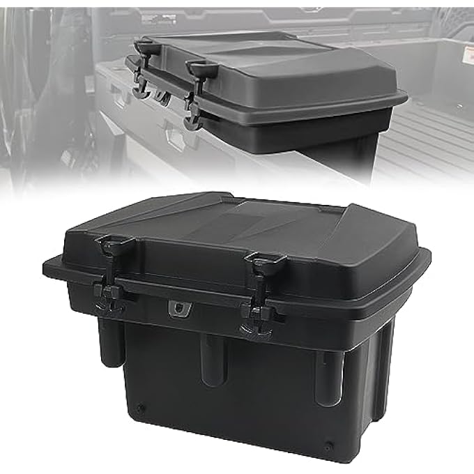 rayihni Rear Cargo Storage Box Compatible with 2009-2023 Polaris Ranger/Ranger XP 500 570 800 900 1000, Polaris General 1000 Accessiories Removable Waterproof Container Trunk Bed Box with Lid - Image 1