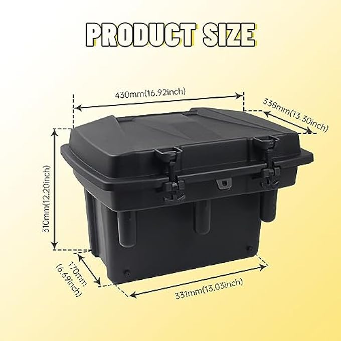 rayihni Rear Cargo Storage Box Compatible with 2009-2023 Polaris Ranger/Ranger XP 500 570 800 900 1000, Polaris General 1000 Accessiories Removable Waterproof Container Trunk Bed Box with Lid - Image 2