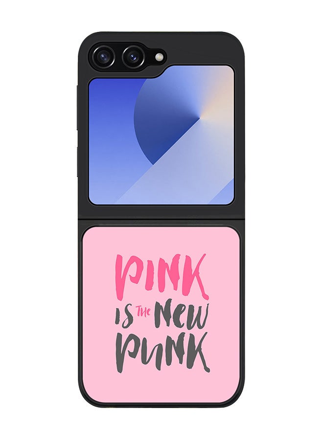 Stylizedd Rugged Black edge case for Samsung Galaxy Z Flip7 FE, Slim fit Soft Case Flexible Anti Drop TPU Gel Thin Cover -  Pink is the new punk - Image 1