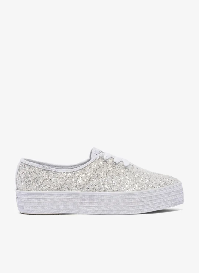Keds Keds Women's Point Lace Up Platform Glitter Casual Sneaker White