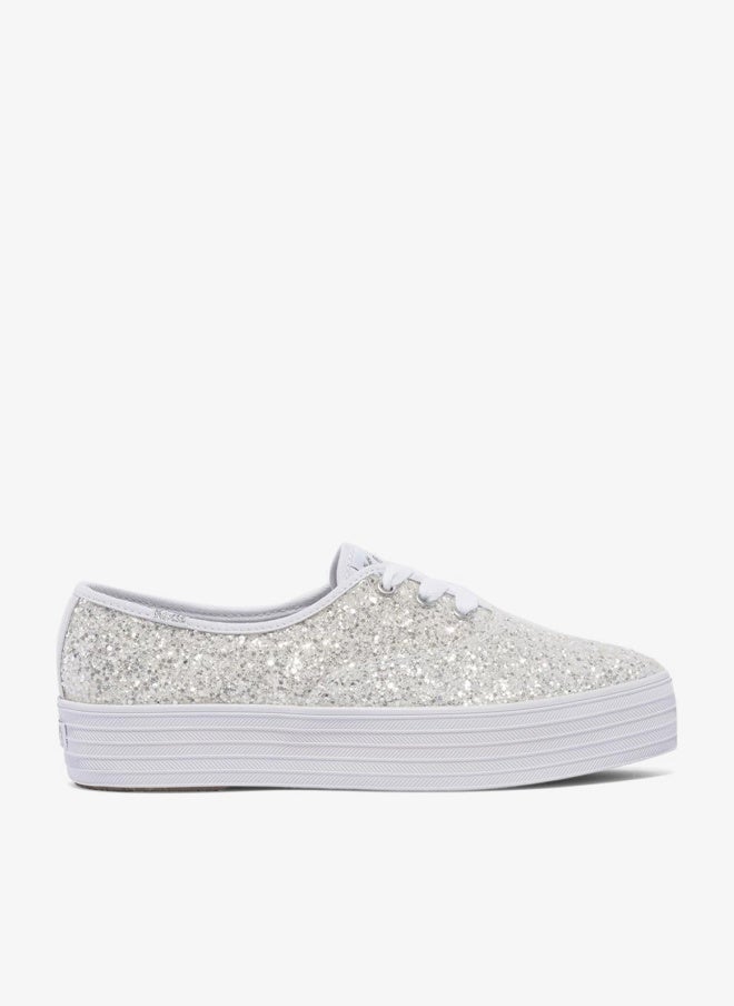 Keds Women's Point Lace Up Platform Glitter Casual Sneaker White - Image 1
