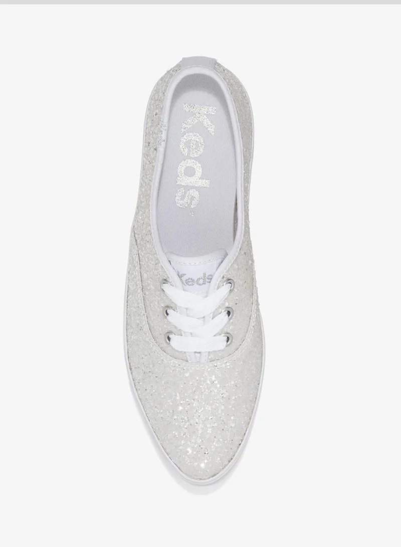 Keds white Keds Women's Point Lace Up Platform Glitter Casual Sneaker White for Women | Best Price UAE