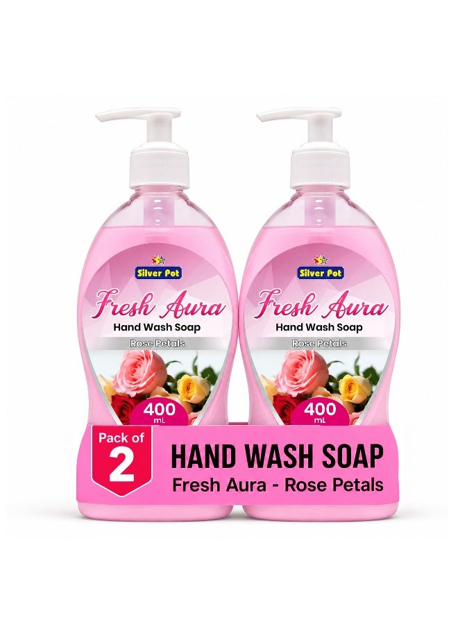 Silver Pot Rose Petal Hand Wash Pack of 2 (400ml) – Gentle Hydrating Formula with Refreshing Rose Petal Scent, Effective Germ Protection, and Daily Care - Image 1