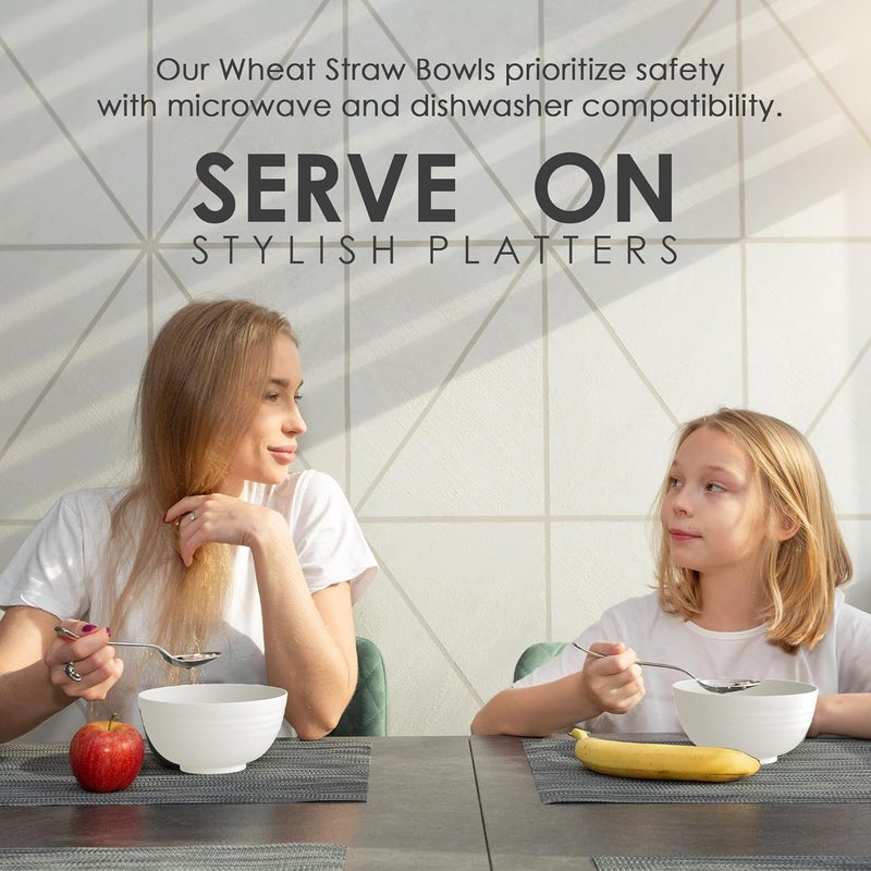 DINETHICS 8 Unbreakable Wheat Straw Bowls 26 oz  Perfect for Cereal Soup or Noodles  Dishwasher  Microwave Safe - Image 3