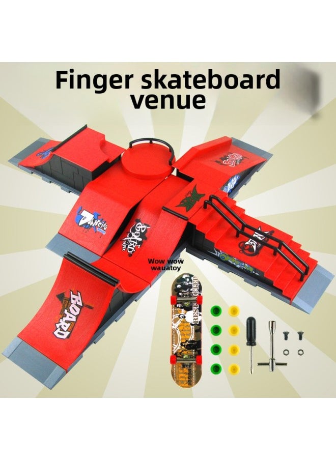null - Skateboard Site Props Professional Commercial Wing Empty Top Matching Suit Combination Training Full Set Birthday Gift Accessories-Color:With Finger Skateboard (random Pattern)-Site F - Image 1