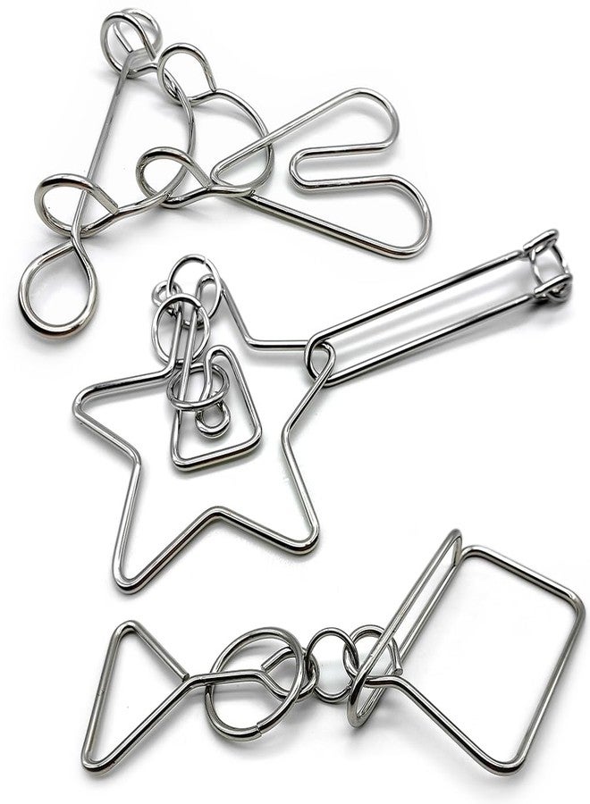 Zooshine 3PCS Large Hard Metal Brain Teaser Puzzles,Metal Wire Puzzle Set Challenging Magic Trick Toy for Party,Office Gift for Adults Kids Teens - Image 1