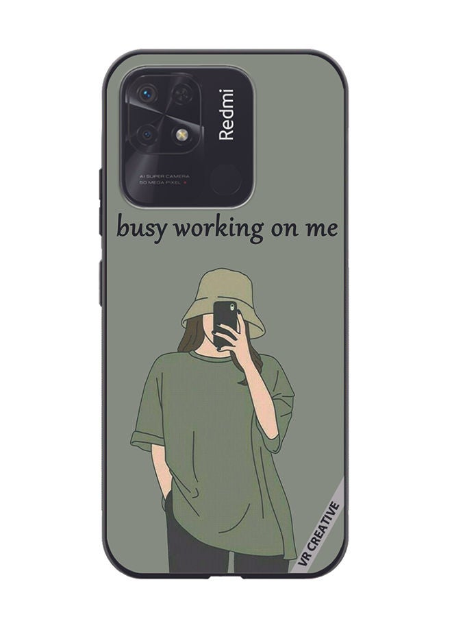 VR CREATIVE Protective Case Cover For Xiaomi Redmi 10C Busy Working On Me Design Multicolour - Image 1