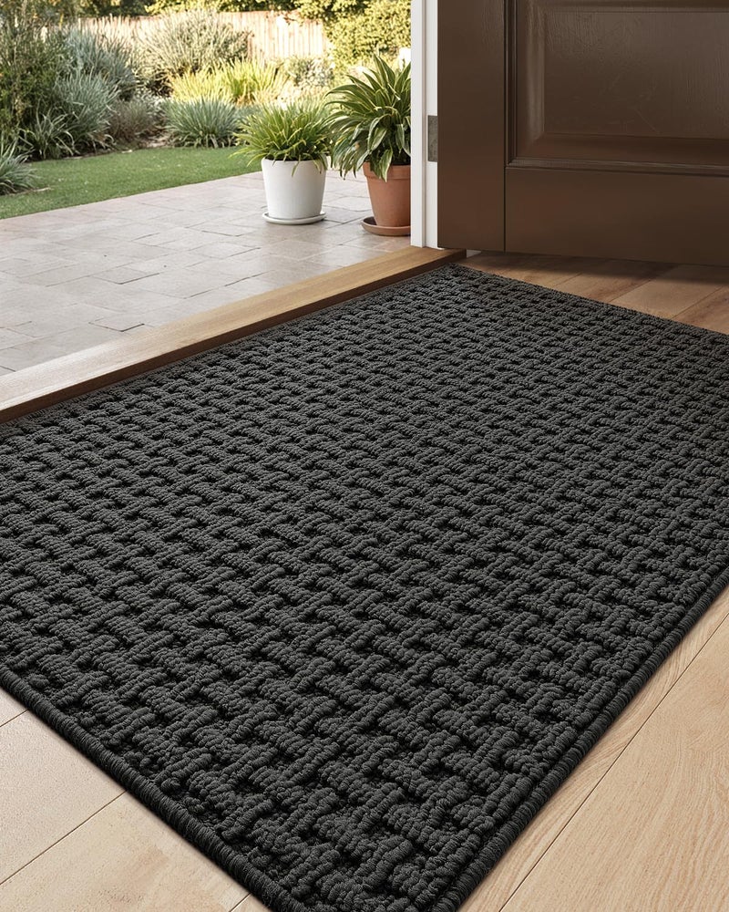 DEXI Indoor Door Mat Non Slip 24x36 Washable Front Entryway Mats Inside Entrance Large Welcome Entry Doormat Dirt Trapper for House Floor Home Porter Hall Backdoor Area Dark Grey - Image 2