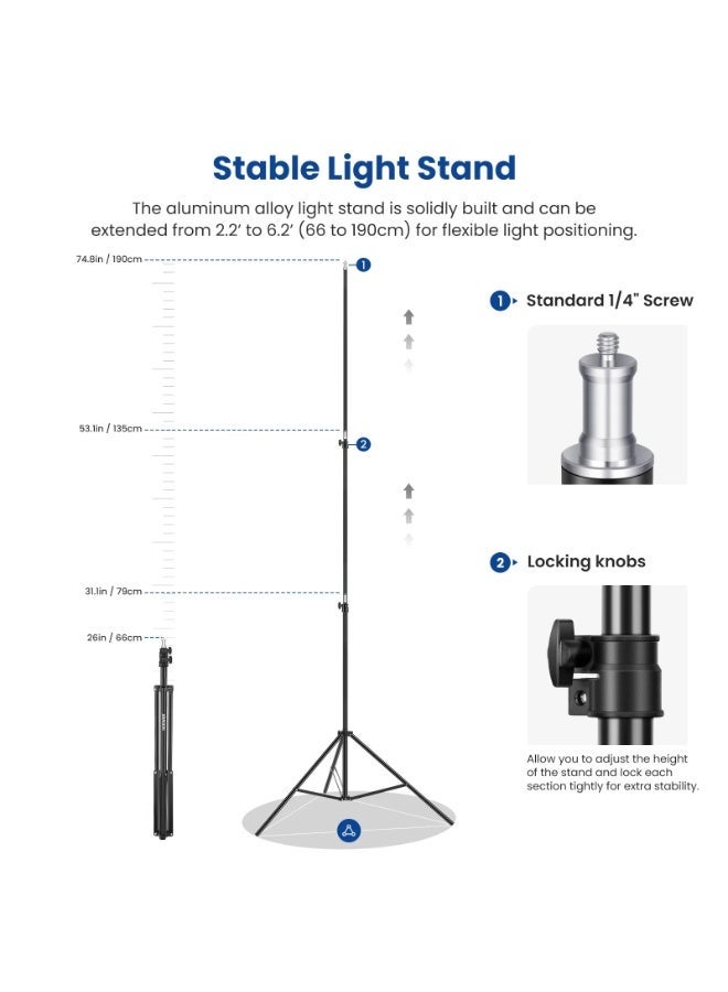 نيوير 2 Pack Bi-Color NL660 LED Video Light and Stand Kit - Image 4