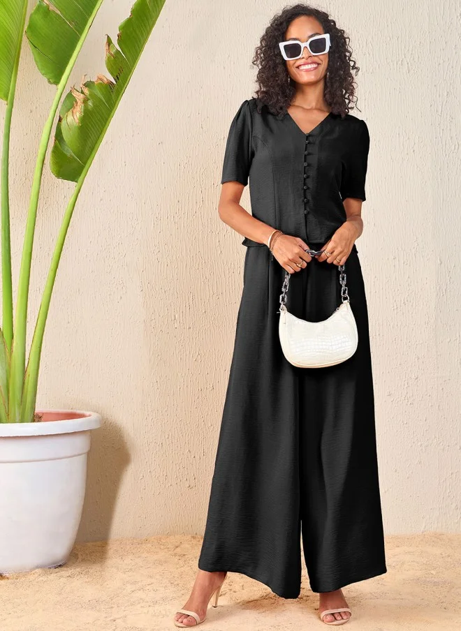 SASSAFRAS V-Neck Top With Palazzo Set For Women