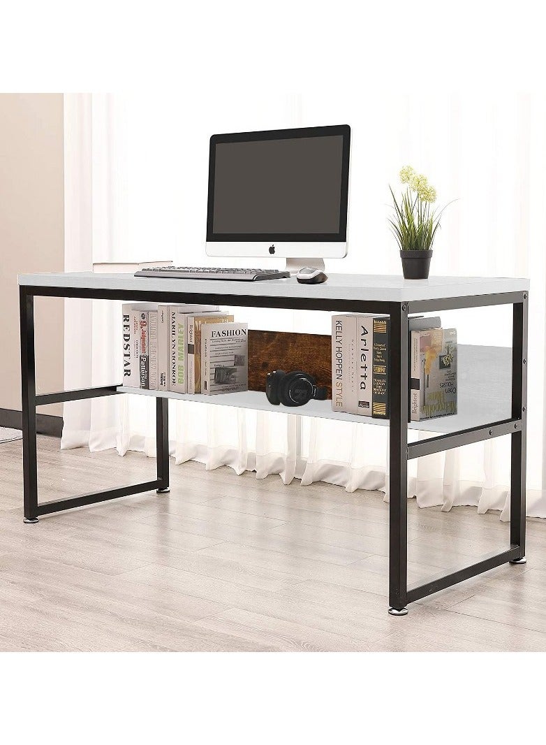 Computer desk with lower bookshelf  White