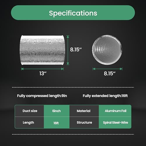InfiniPower Flexible 8-Inch Aluminum Ducting, Dryer Vent Hose, Heavy-Duty Three-Layer Protection, 25-Feet Long for Heating Cooling Ventilation and Exhaust, Silver - Image 4