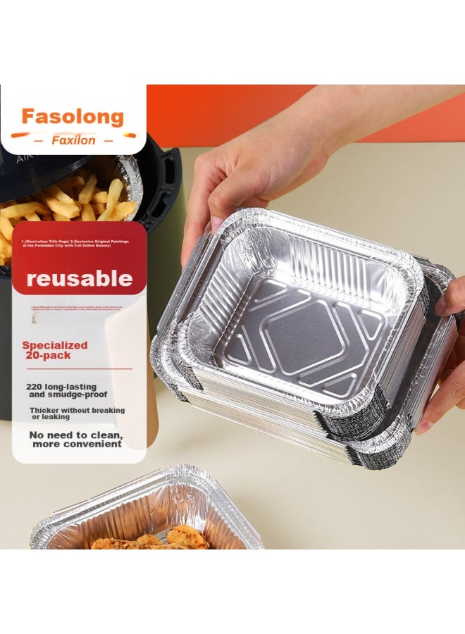 Faxilon Faxi Long Air Fryer Aluminum Foil Trays 410ml, Disposable Barbecue Containers For Oven, 20 Pieces - Image 1